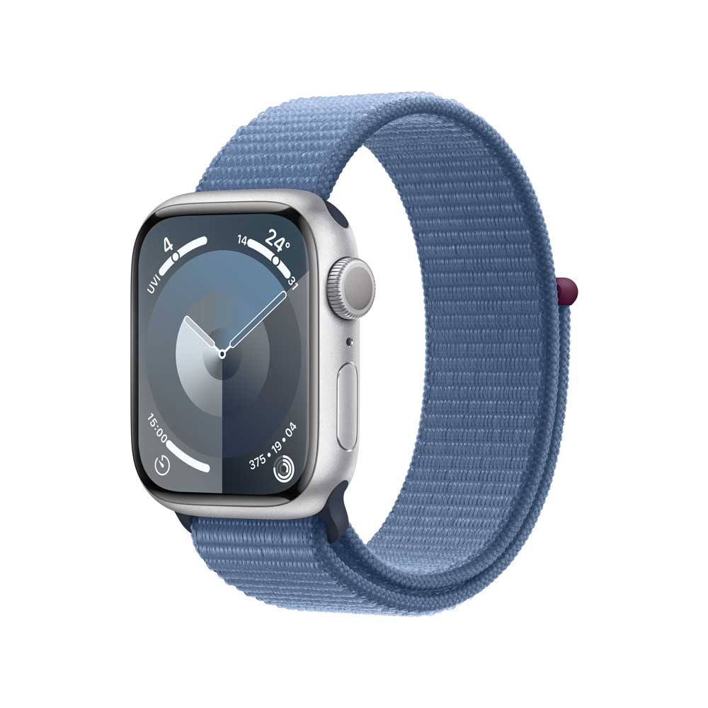 APPLE Watch Series 9 GPS 41mm Silver Aluminium Case with Winter Blue Sport Loop (MR923QF/A)