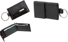 Alassio Mini-Geldbörse mit Metallemblem, Nappaleder, schwarz kleines Münzfach, Scheinfach, mit Metallschlüsselring, - 1 Stück (42133)