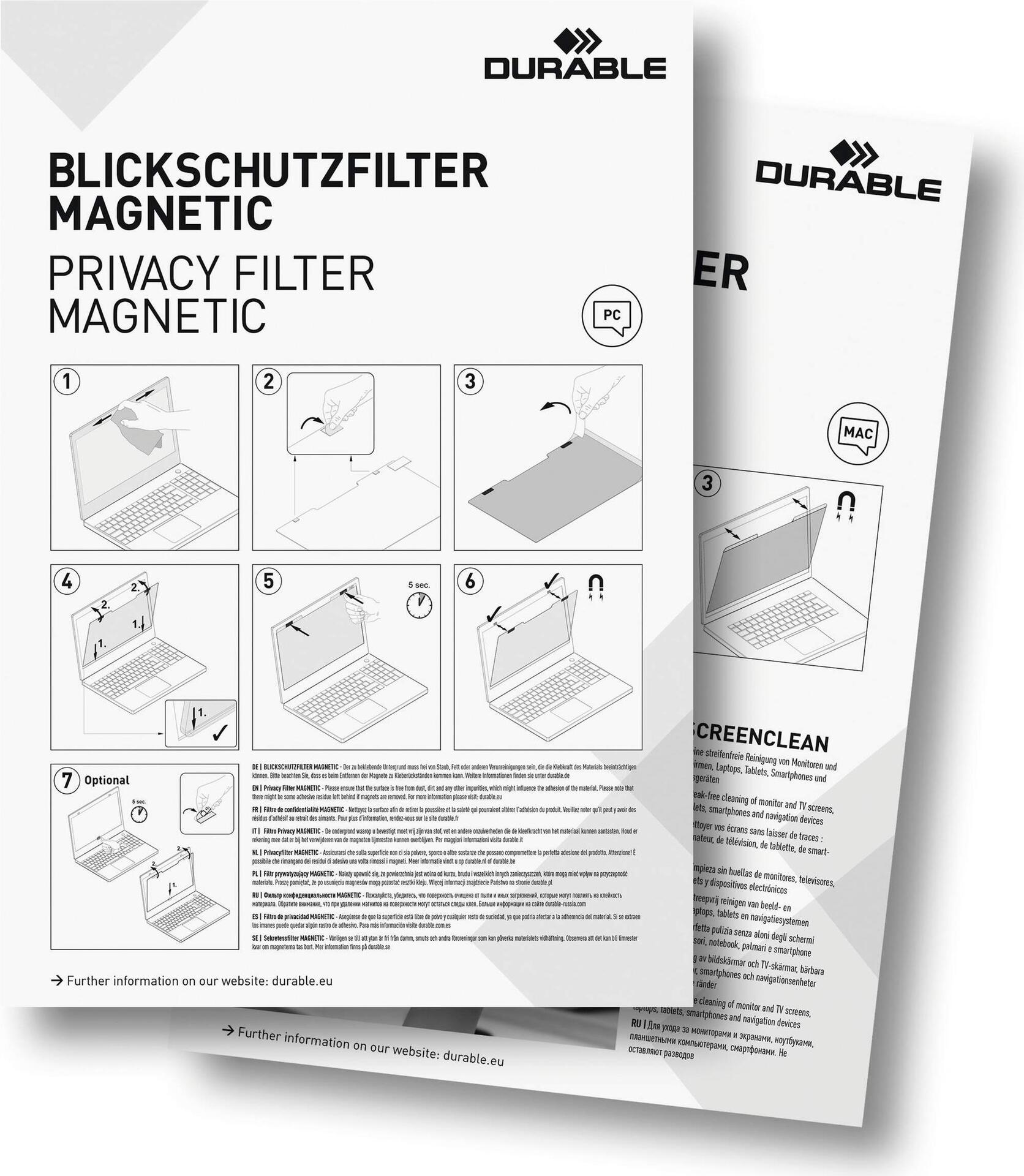 DURABLE 514457 Blickschutzfilter 14" 2-Wege Magnetisch Rahmenlos Anthrazitgrau
