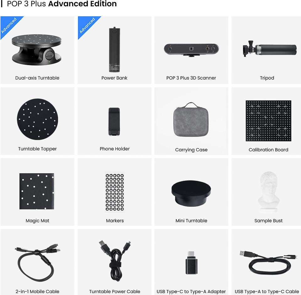 POP 3 ADVANCED EDITION REVOPOINT 3D SCANNER (POP 3 PLUS ADVANCED EDITION)