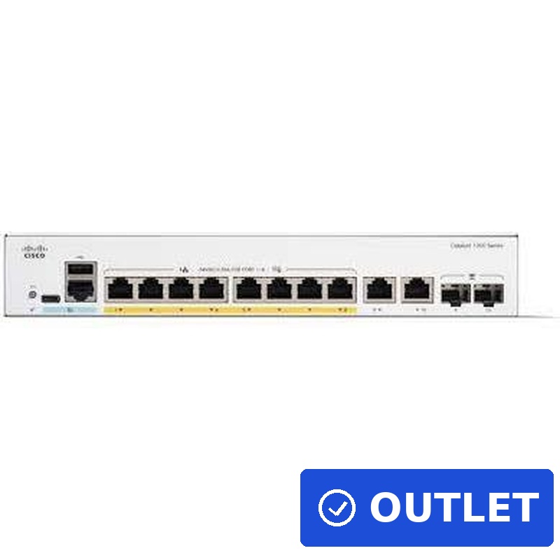 CISCO Catalyst 1300 8-Port Switch / Data-Only / 2 x 1G SFP Uplinks / external power supply (C1300-8T-E-2G) (geöffnet)