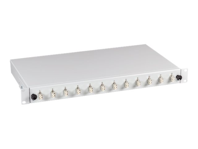 EFB-Elektronik Spleißbox teilbestückt 24 LC OM3 Kupplungen ausziehbar 1U 19" Grau