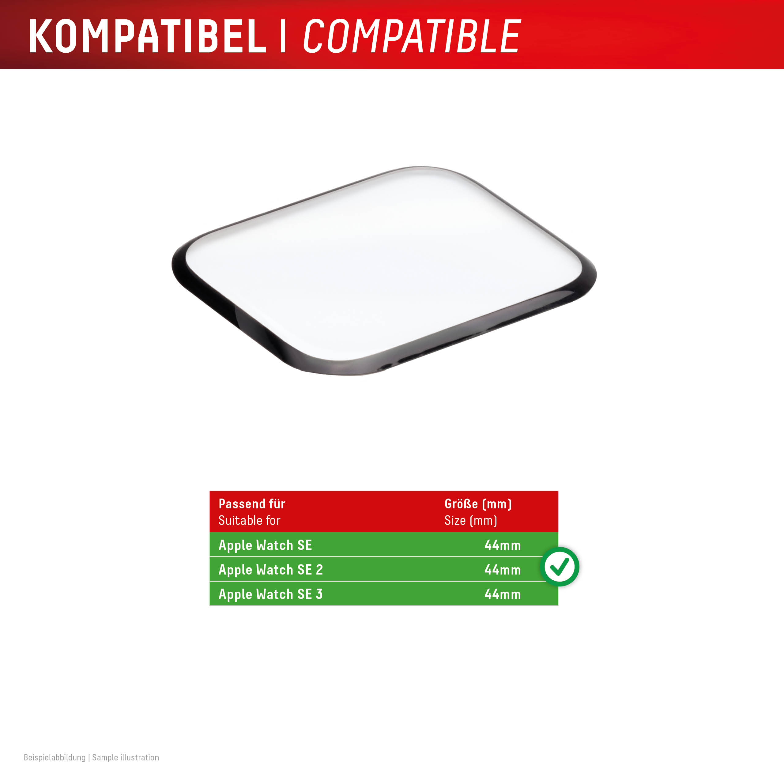 E.V.I. DISPLEX Watch Glass FC Displayschutz für Apple Watch SE (2/3) 44mm Transparent