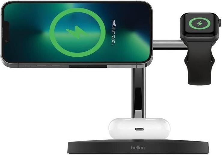 Belkin BoostCharge Pro MagSafe Kabelloses 3-in-1 Ladegerät 15 Watt Schwarz