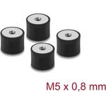 Delock Vibrationsdämpfer M5 x 0,8 mm D 20 x H 15 mm mit 2 x Innengewinde 4 Stück schwarz (60826)