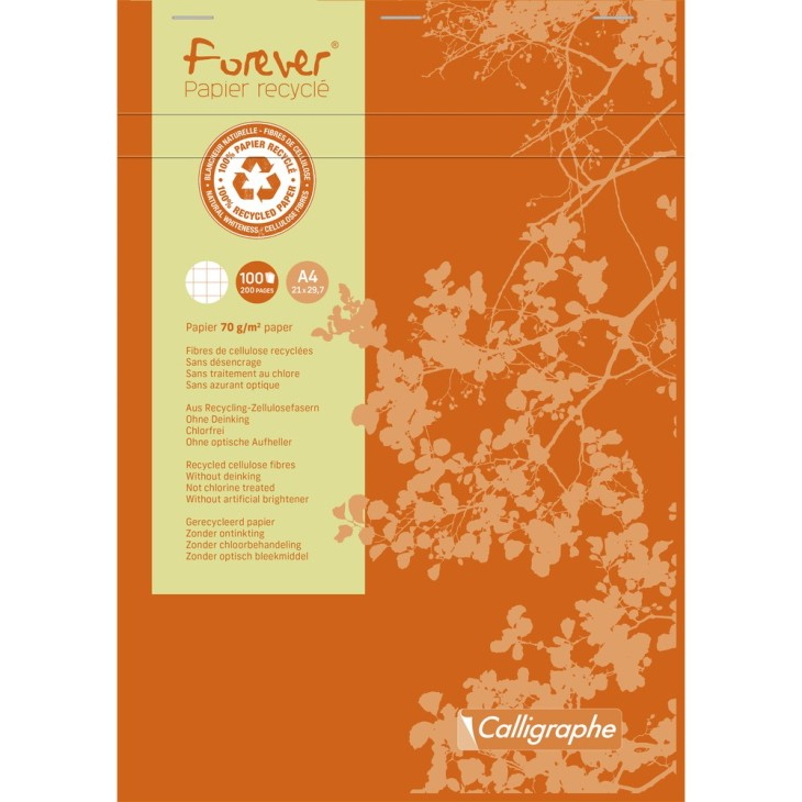 Calligraphe FOREVER Notizblock A4 100 Blatt kariert 70 g/m² Gemischt
