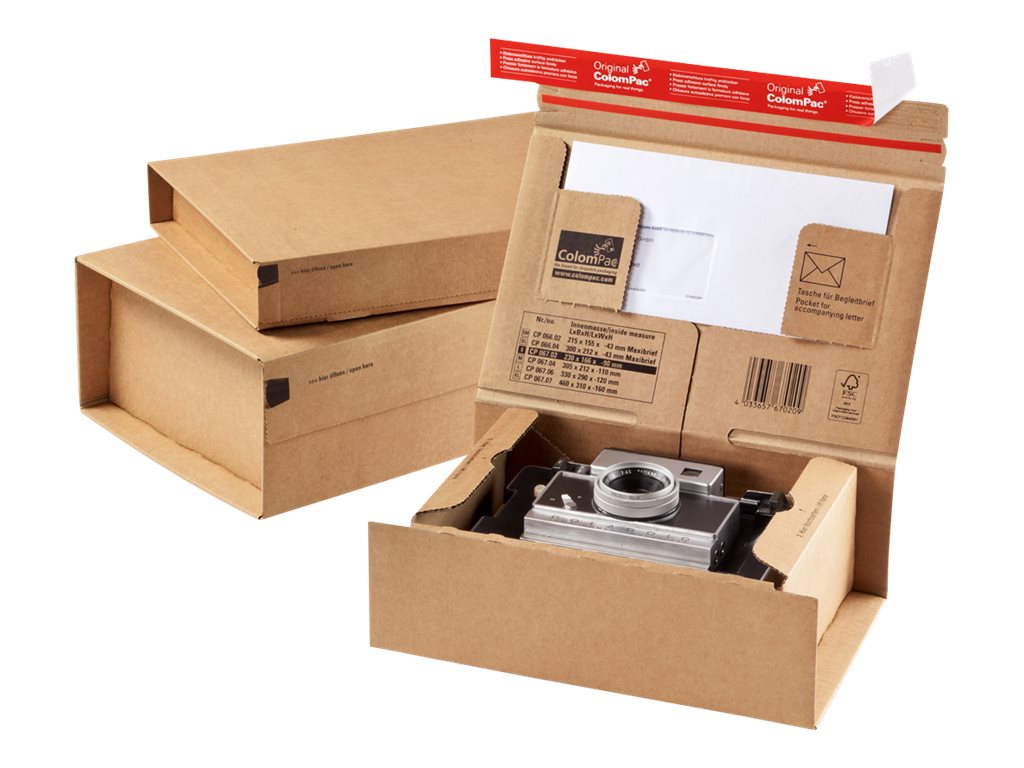 ColomPac Paket-Versandkarton "POST" Größe L Selbstklebend 330 x 290 x 120 mm Braun