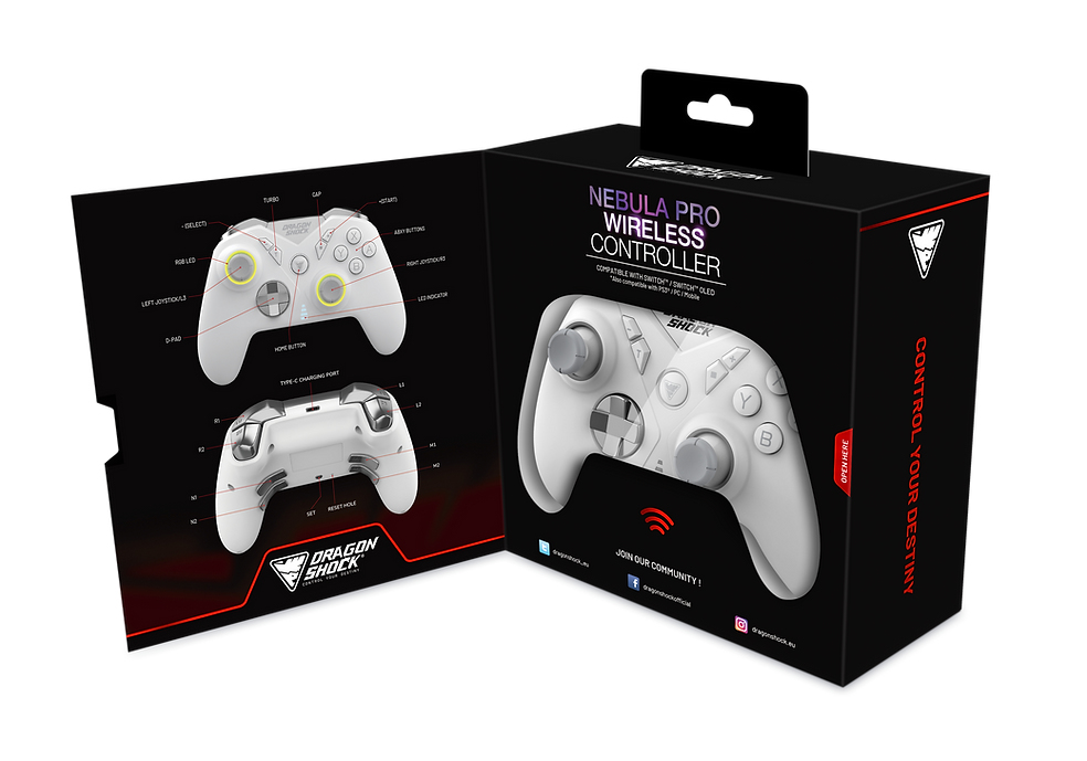 DragonShock Nebula Pro Gamepad Nintendo Switch Kabellos Bluetooth Weiß