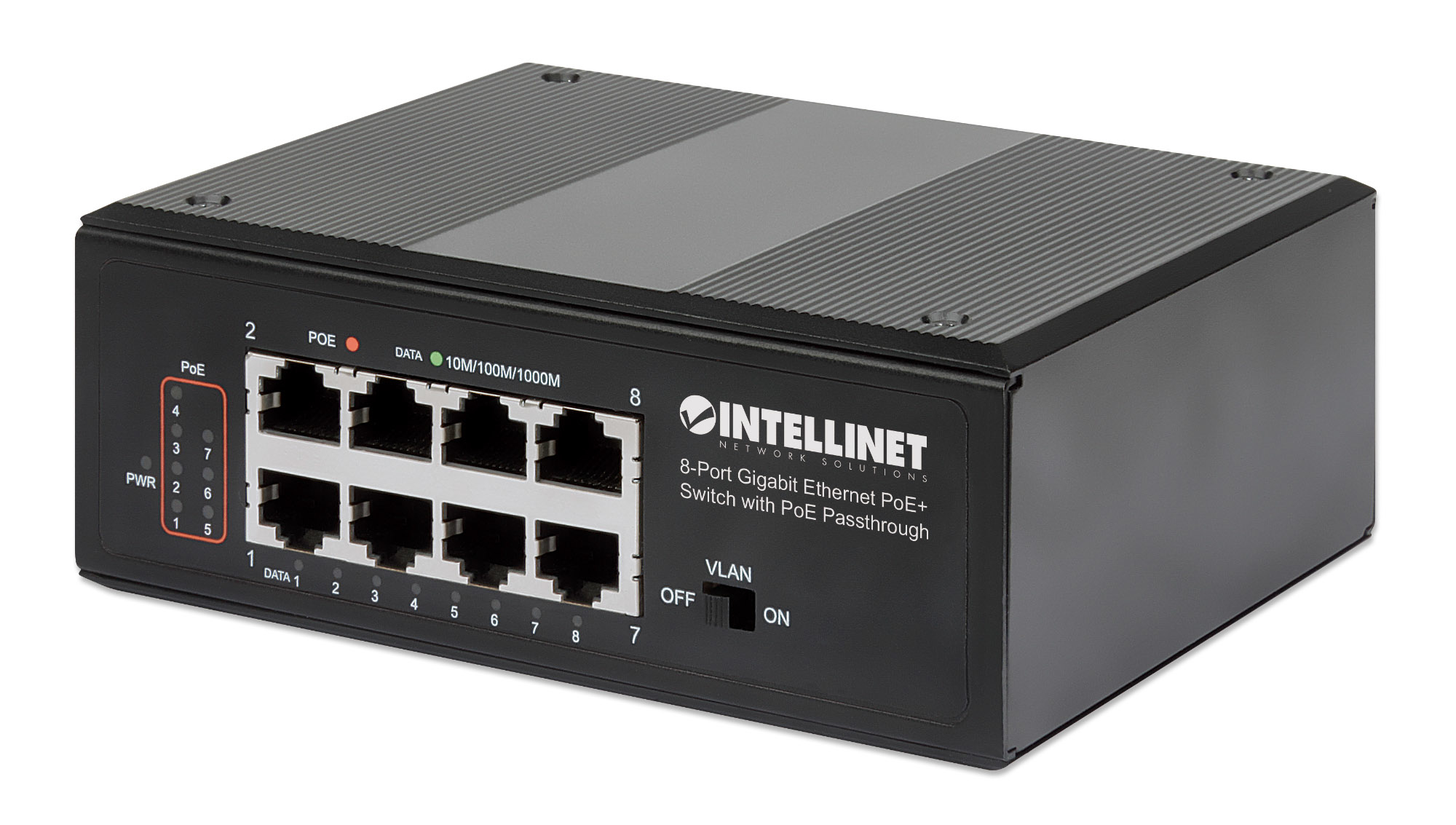 Intellinet PoE-Powered 8-Port Gigabit Ethernet PoE+ Industrial Switch 8 x 10/100/1000 (PoE+) Schwarz