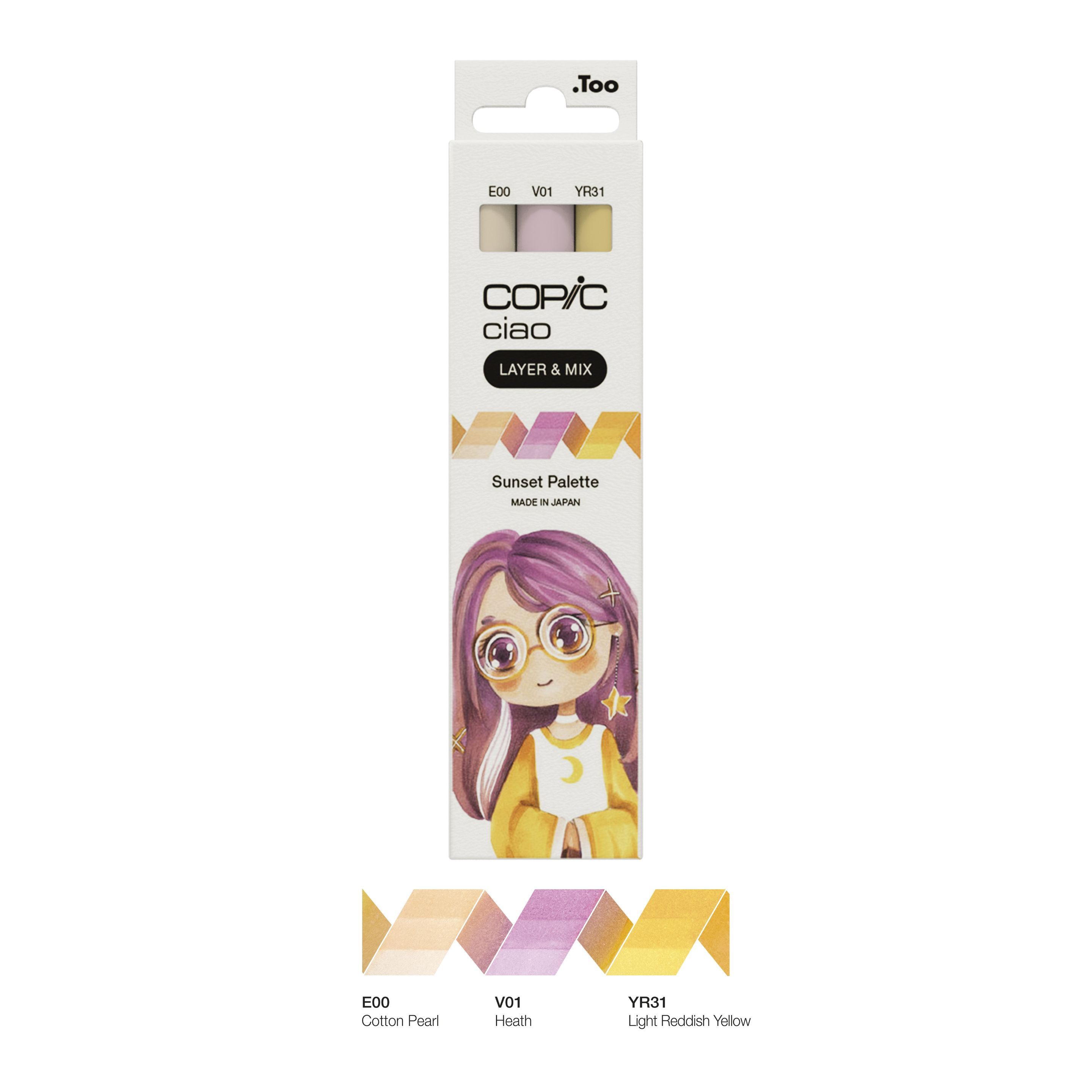 Copic Ciao LAYER &amp; MIX Sunset Palette Layoutmarker-Set, 1,0 + 6,0 mm, 3 St., Beige/Pink/Gelb