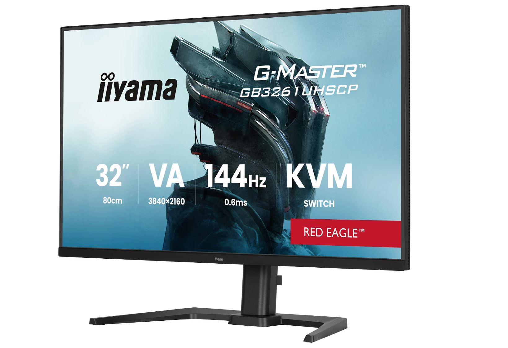 Iiyama G-Master GB3261UHSCP-B1 Red Eagle, Gaming-Monitor - (80 cm (31.5 Zoll), schwarz (matt), UltraHD/4K, VA, HDMI, DP, USB-C, USB-Hub, KVM, 144Hz Panel) [Energieklasse F] (GB3261UHSCP-B1)