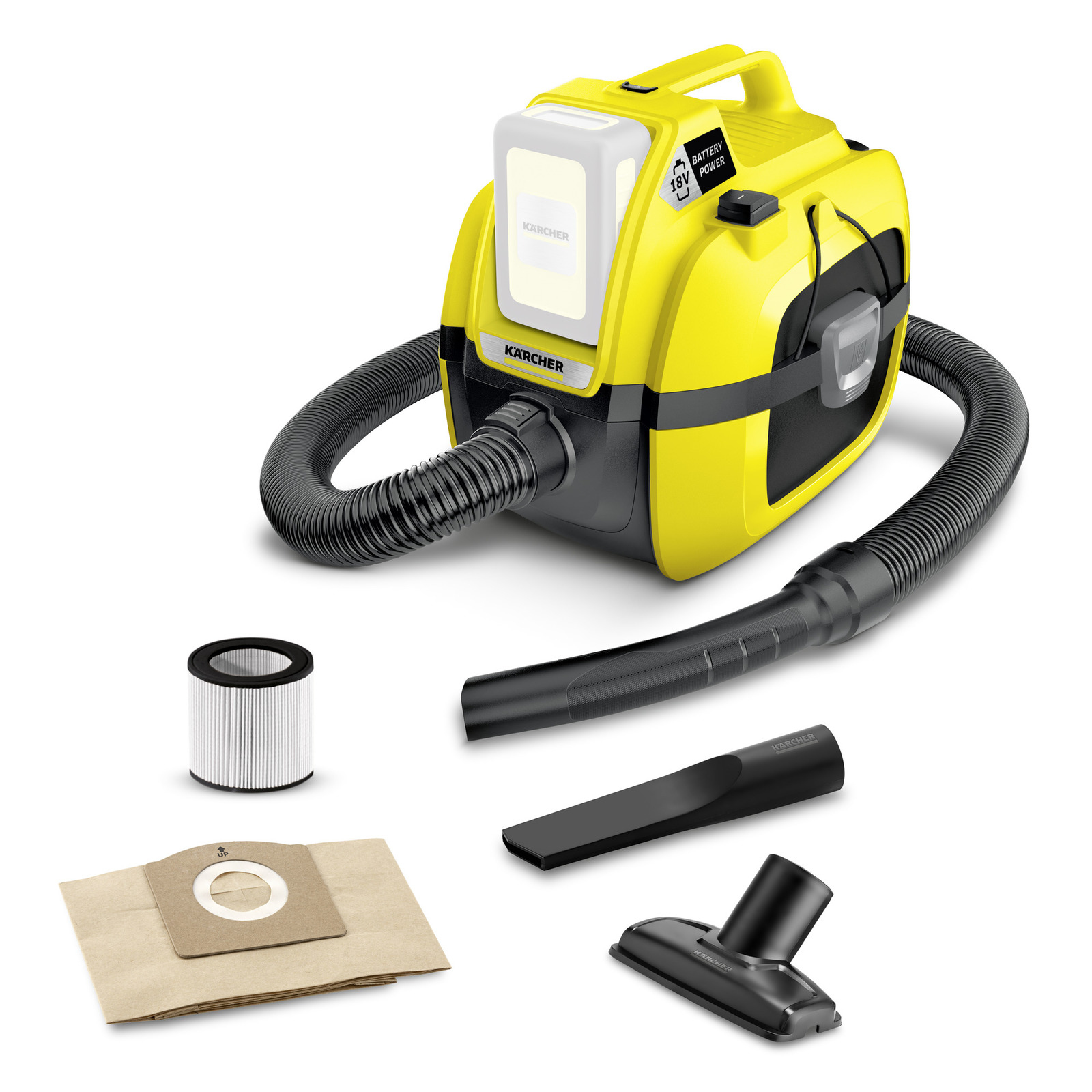 Kärcher WD 1 Compact Battery Staubsauger 230 W 7 l Schwarz, Gelb