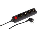 MicroConnect 4-way Schuko Socket on/off switch 1.5M Black (MC-GRU00415BS)