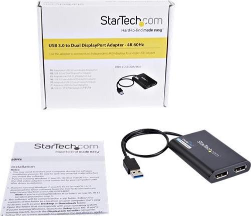 StarTech.com USB-zu-Dual-DisplayPort-Adapter 4K 60Hz USB 3.0 DisplayLink DL-6950 Schwarz