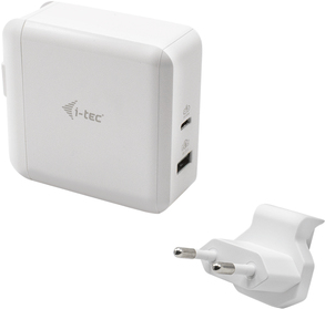 i-Tec USB-C Travel Charger - Netzteil - 60 Watt - 3 A - QC 3.0 - 2 Ausgabeanschlussstellen (USB, USB-C) (CHARGER-C60WT)