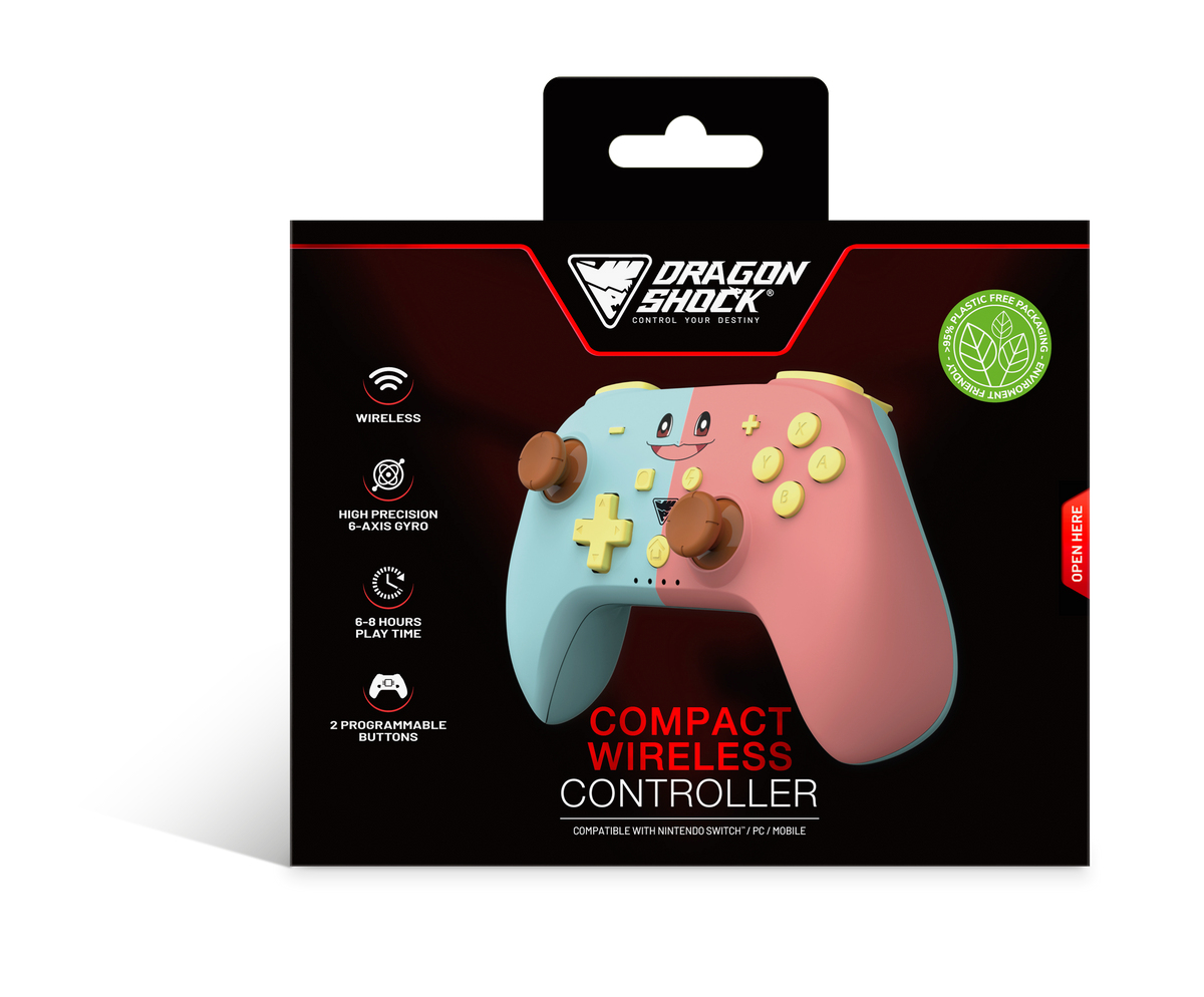 DragonShock PopTop Kabelloser Bluetooth Gamepad Nintendo Switch & PC Pink/Blau