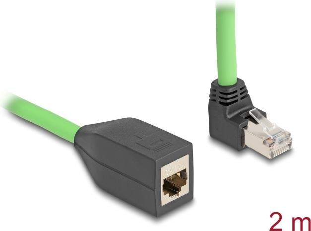 Delock RJ45 Netzwerk Verlängerungskabel Cat.6A Stecker oben gewinkelt zu Buchse SF/UTP (80884)