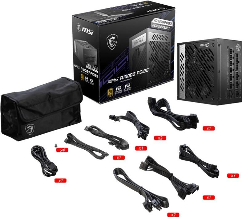 MSI MPG A1000G PCIE5 PC-Netzteil 1000 W ATX 3.0 80 PLUS Gold Schwarz