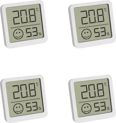 TFA Dostmann 4er Set Digitales Thermo-Hygrometer mit Komfortzone Thermo-/Hygrometer Weiß (30.5053.02.04)