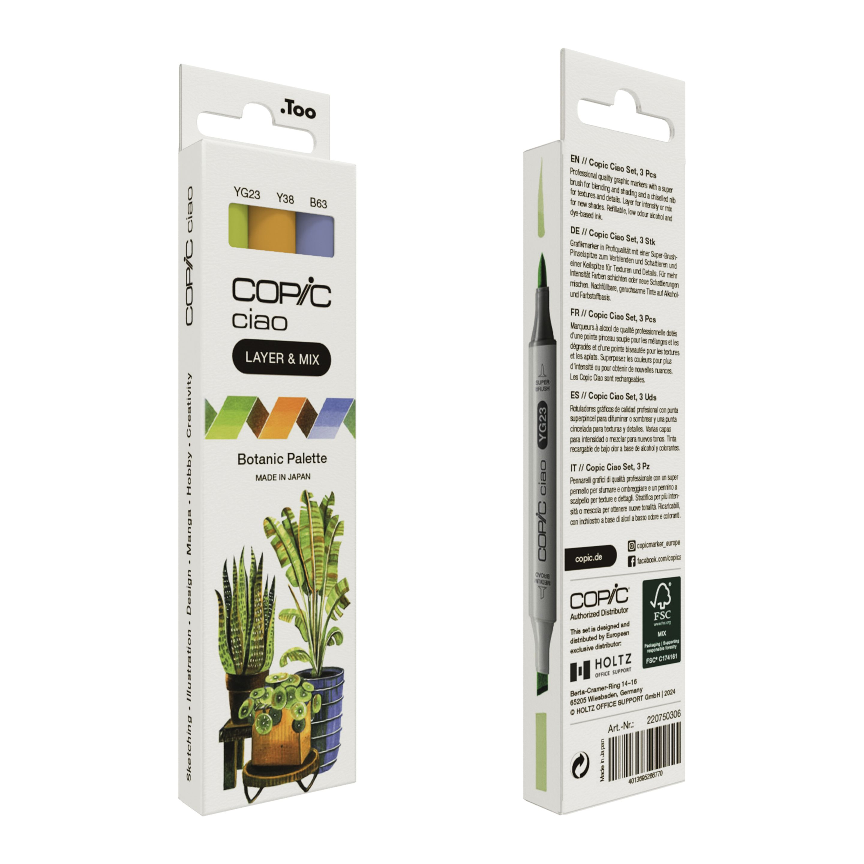 Copic Ciao Botanic Palette Layoutmarker-Set 3 St. Blau Grün Orange