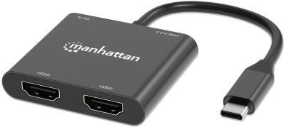 Manhattan USB-C PD auf Dual-HDMI-Monitor-Adapter 4K 60Hz - Digital/Daten (154321)