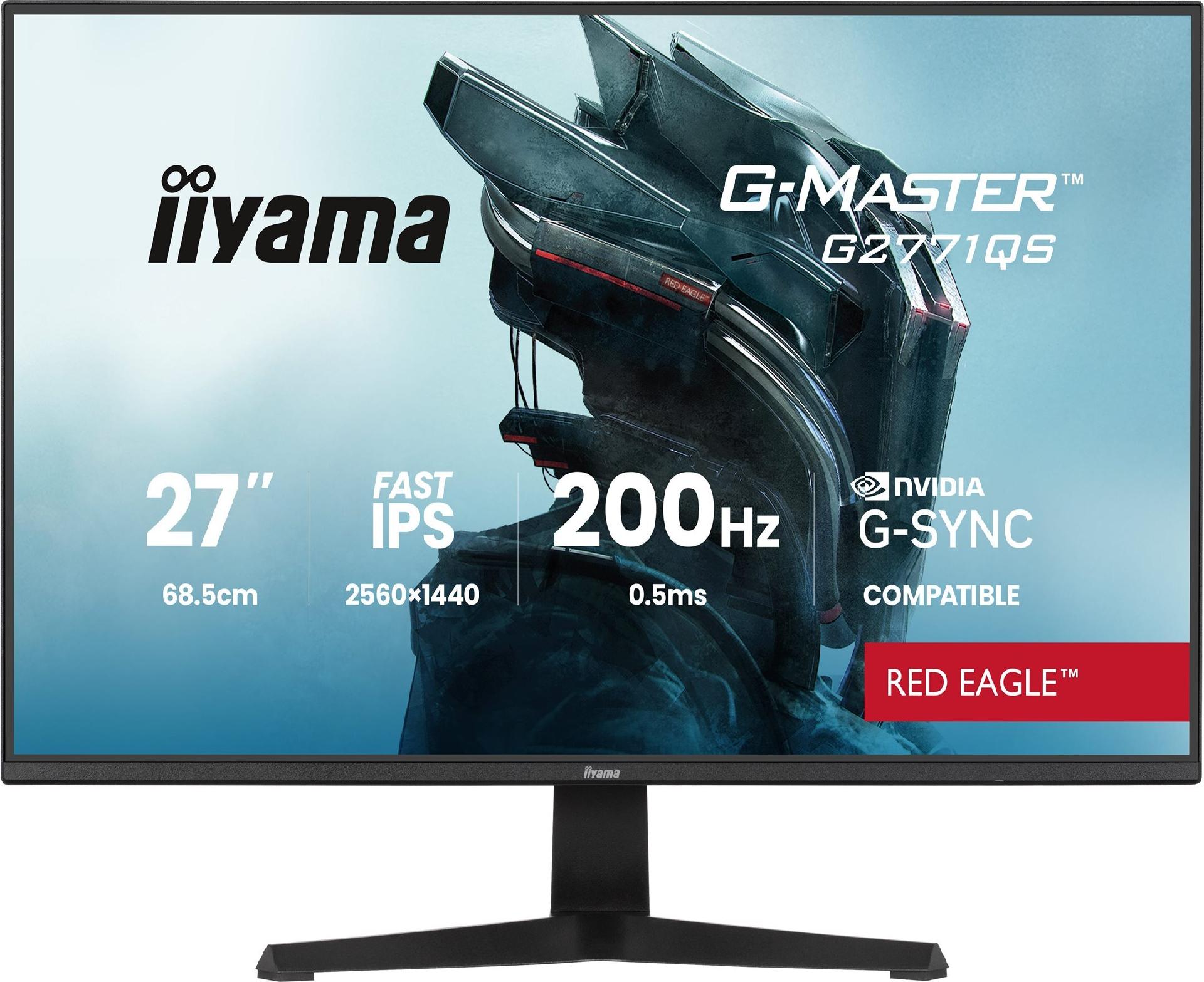 Iiyama G-Master G2771QS-B1 Red Eagle Gaming-Monitor 68.6 cm (27"), schwarz (matt), QHD, Fast-IPS, HDMI, DP, G-Sync komp., 200Hz Panel (G2771QS-B1)