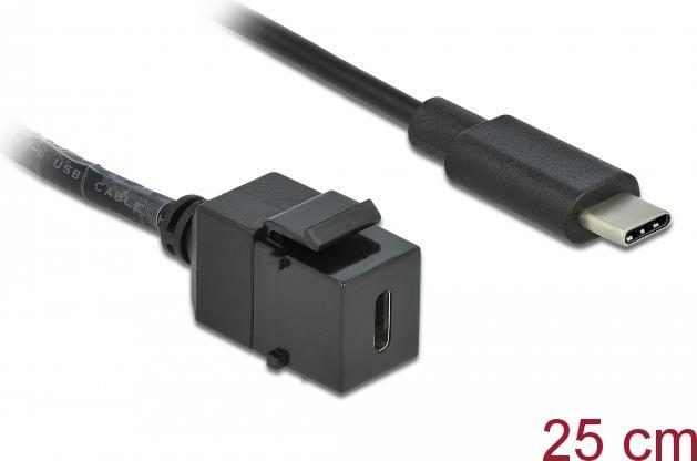 Delock Keystone Modul USB 3.0 C Buchse > USB 3.0 C Stecker mit Kabel (86398)