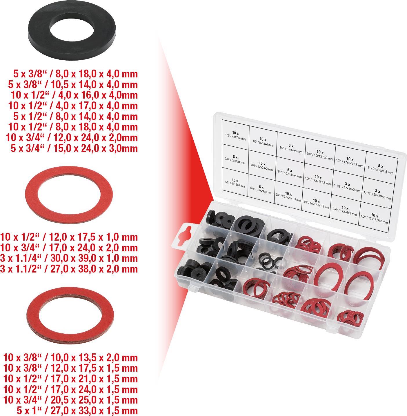 KS TOOLS Sortiment Dichtringe-Sanitär, 141-tlg. (970.0190)