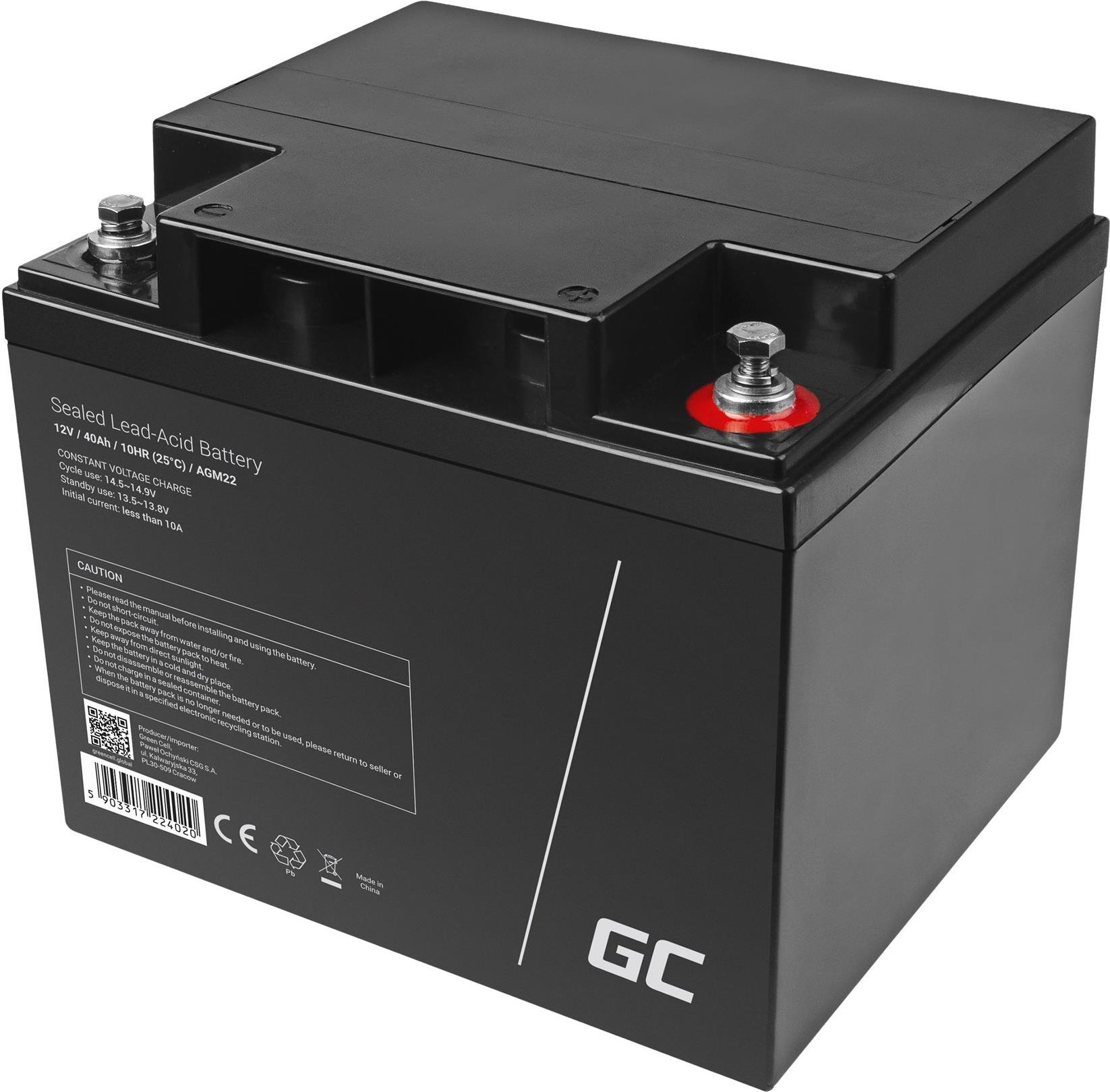Green Cell AGM22 USV-Batterie 12 V 40 Ah VRLA Schwarz