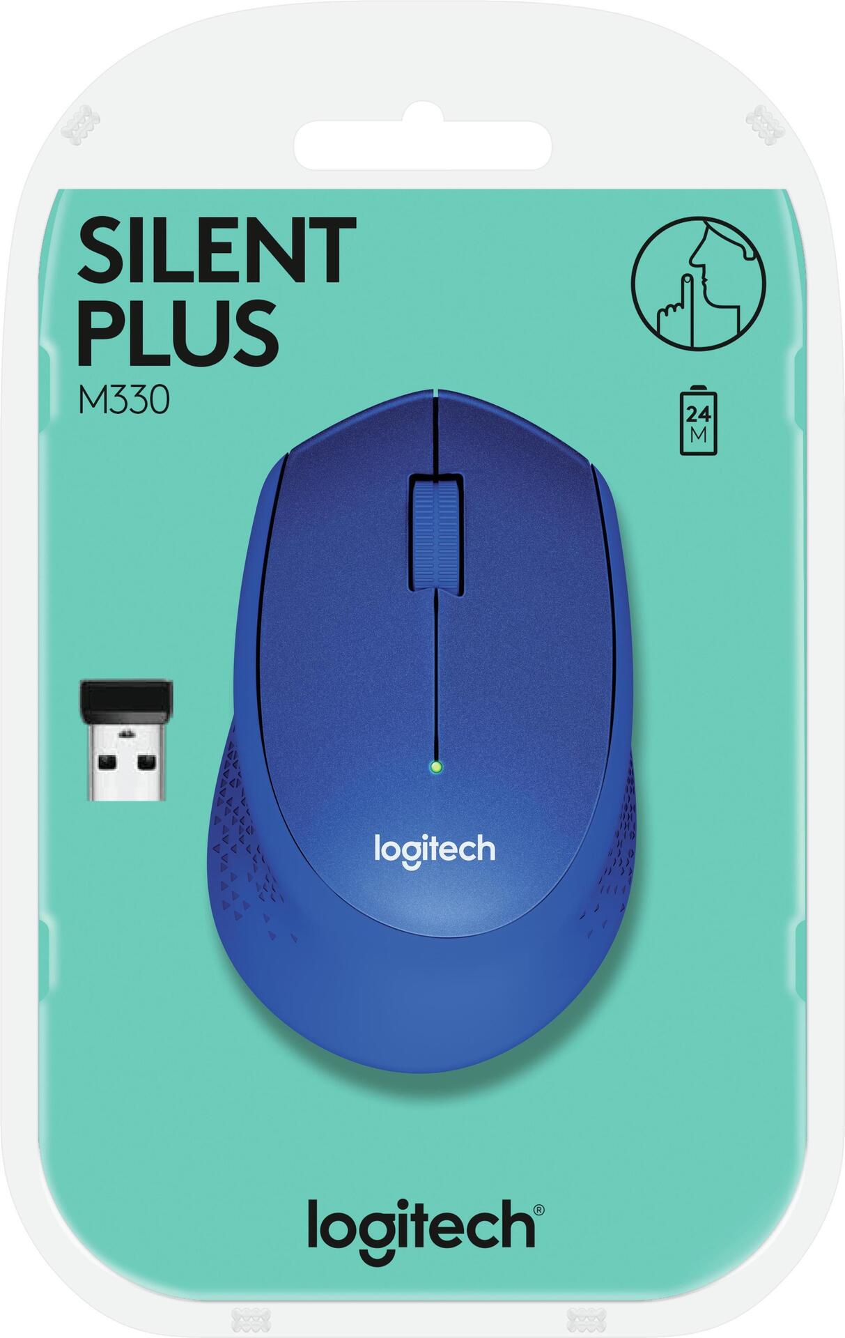 Logitech M330 Silent Plus Kabellose Maus 2.4 GHz Blau