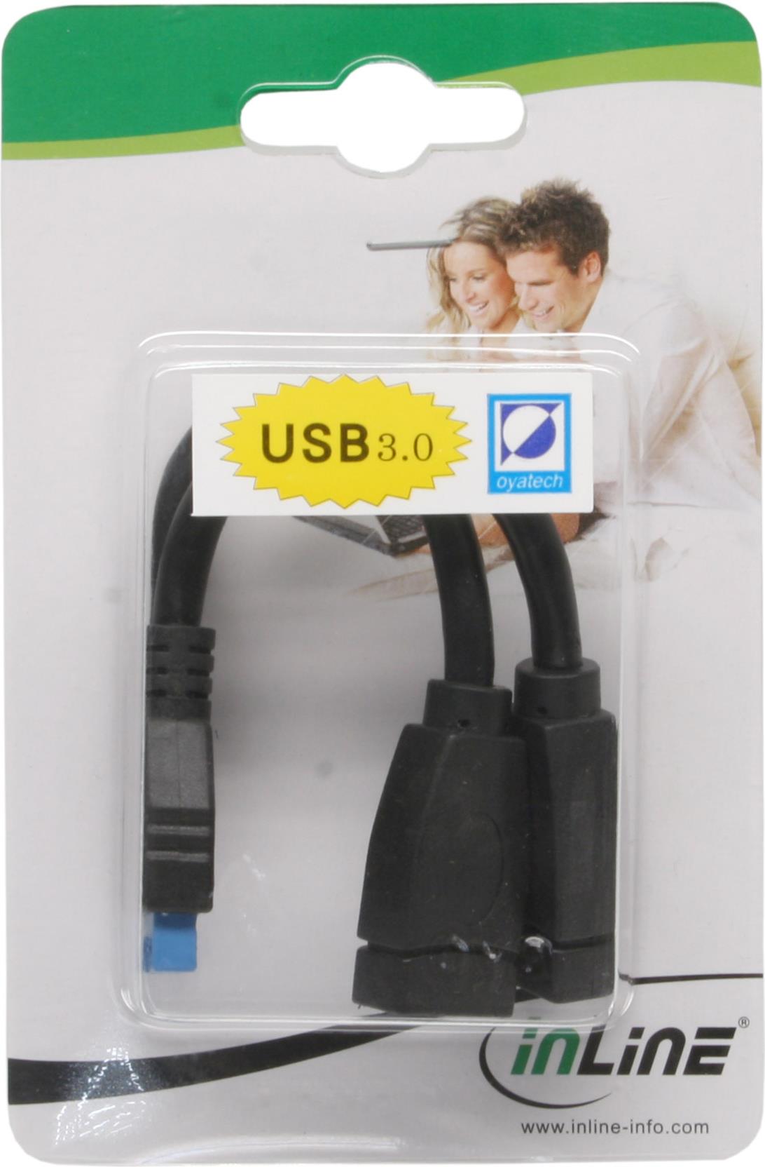 InLine USB3.0 Adapterkabel 2x Buchse A -> Pfostenanschluss 19pol. 33445I