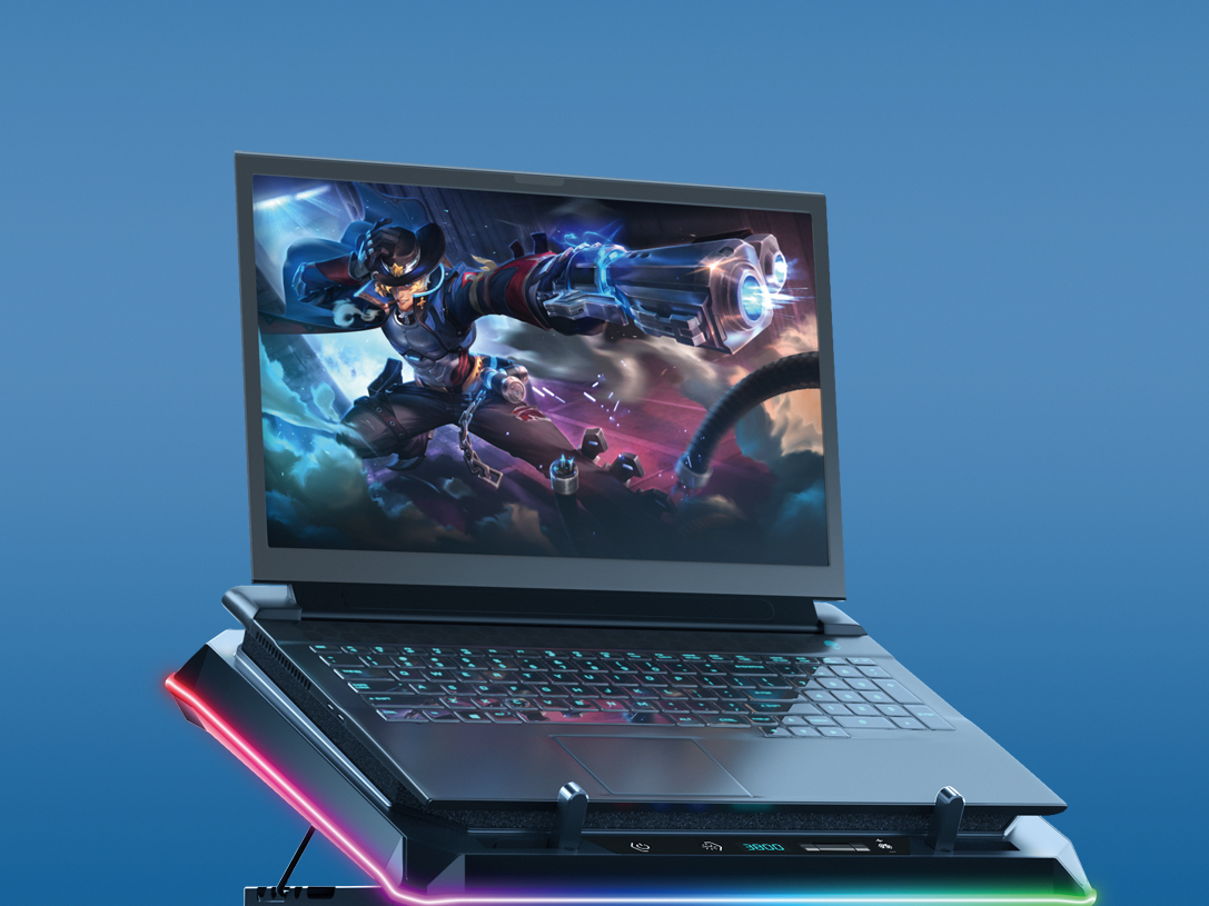 Conceptronic THYIA04B Gaming Laptop-Kühlpad mit RGB und Handyhalter 19" Schwarz