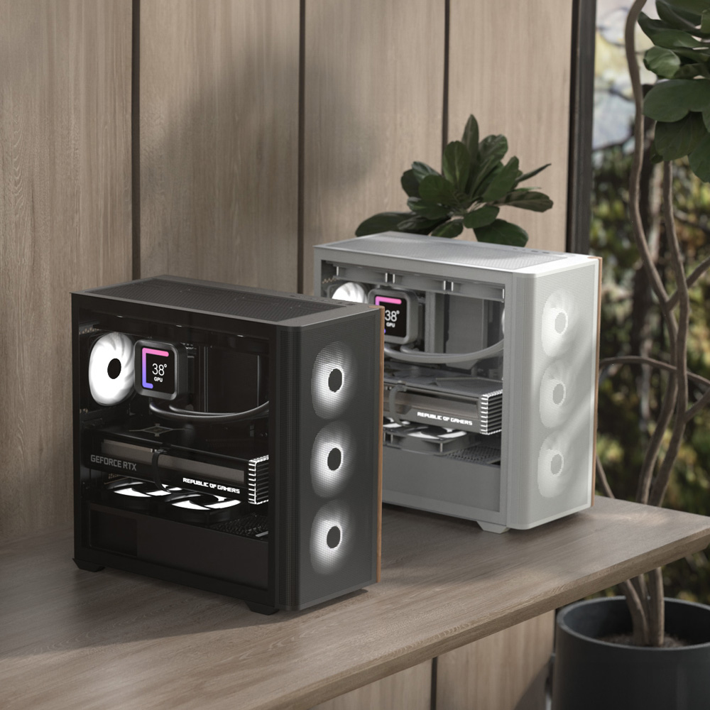 Aerocool D301A Mini Tower Gehäuse Micro-ATX Schwarz, Holz