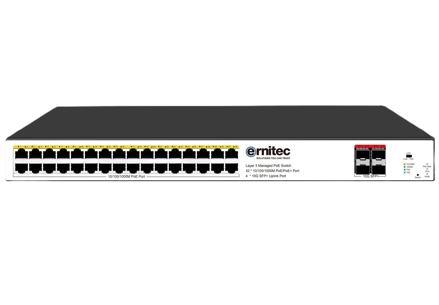 Ernitec ELECTRA-M232-1GB-460W Managed Layer 3 PoE Switch 36 Ports 4x 10G SFP+