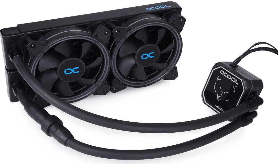Alphacool Eisbaer Aurora LT240 240mm All-in-One-Flüssigkeitskühler Digital RGB 2x 120mm PWM Lüfter Schwarz