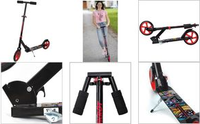 SCHILDKRÖT Tretroller City Scooter Road Catcher Grafitti Aluminium Deck, 200 mm PU-Räder, Klappmechanismus, 3-stufig - 1 Stück (510203)