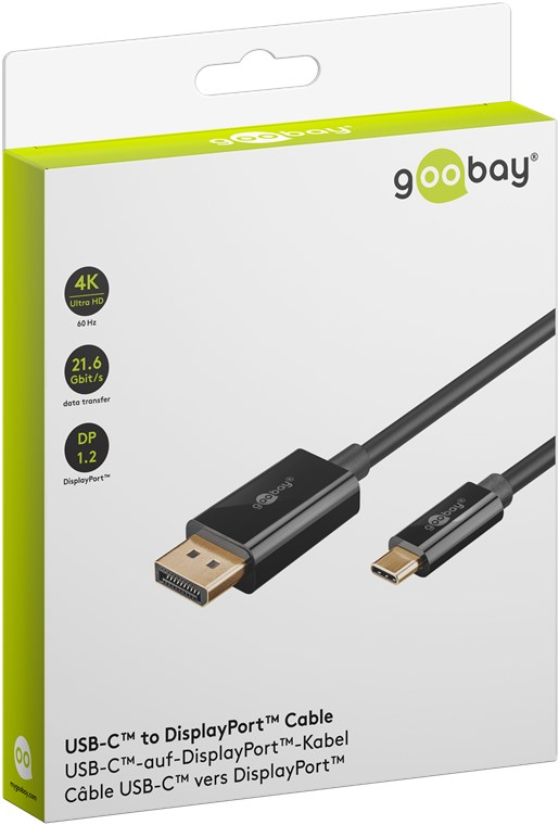 Goobay 75705 USB-C auf DisplayPort Kabel 2 m Schwarz