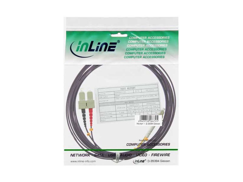 InLine LWL Duplex Patch-Kabel LC/SC 50/125 µm OM4 15 m LSZH Violett