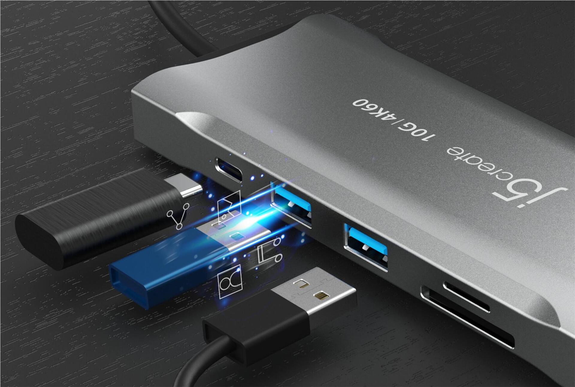j5create Elite JCD397-N USB-C Multi-Monitor Mini Dock 4K60 100 W Space Grey