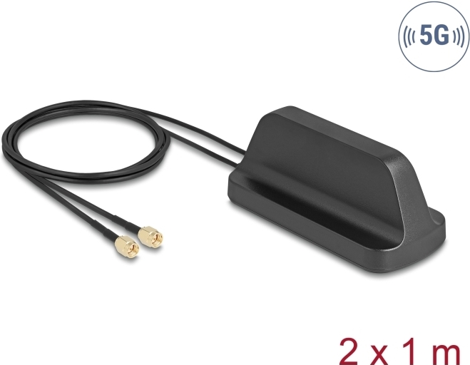 Delock 5G LTE GNSS WiFi 6 MIMO Antenne 2 x SMA Stecker 2.1 - 3.0 dBi omnidirektional mit (81485)