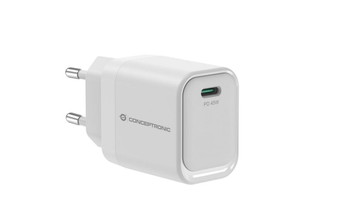 CONCEPTRONIC Ladegerät 1Port GaN USB-C 45WPD3.0/PPS ws (ALTHEA19W45)