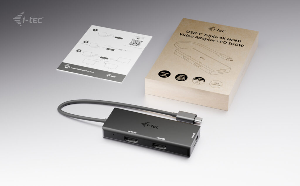 i-tec USB-C Triple Display Docking Station mit 3 x HDMI und 100 W Power Delivery Schwarz