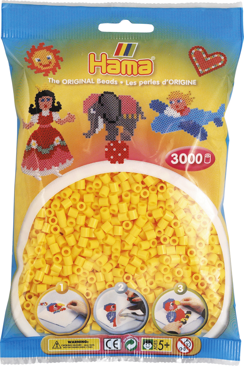 Hama Bügelperlen midi Rohrförmige Perle 5 mm Gelb 3.000 Stück