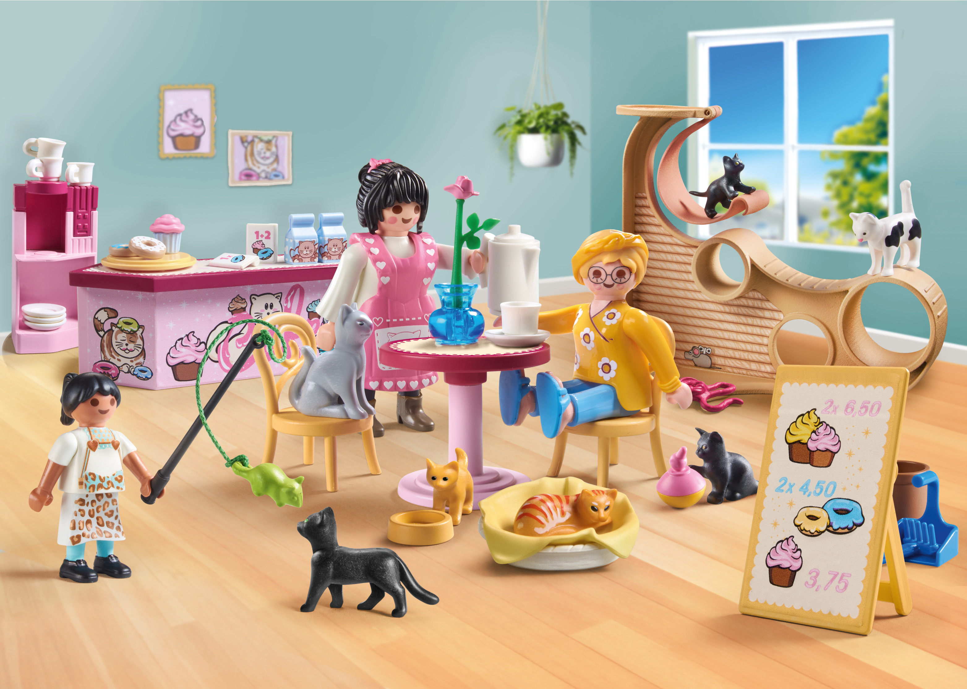 PLAYMOBIL My Life Katzencafé 71744, 61 Teile, Mehrfarbig
