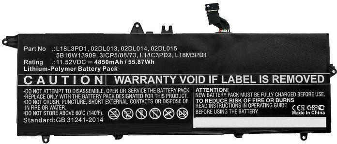 CoreParts Laptop Battery 54Wh Li-Pol 11.52V 4650mAh Black (5B10W13909-CP)
