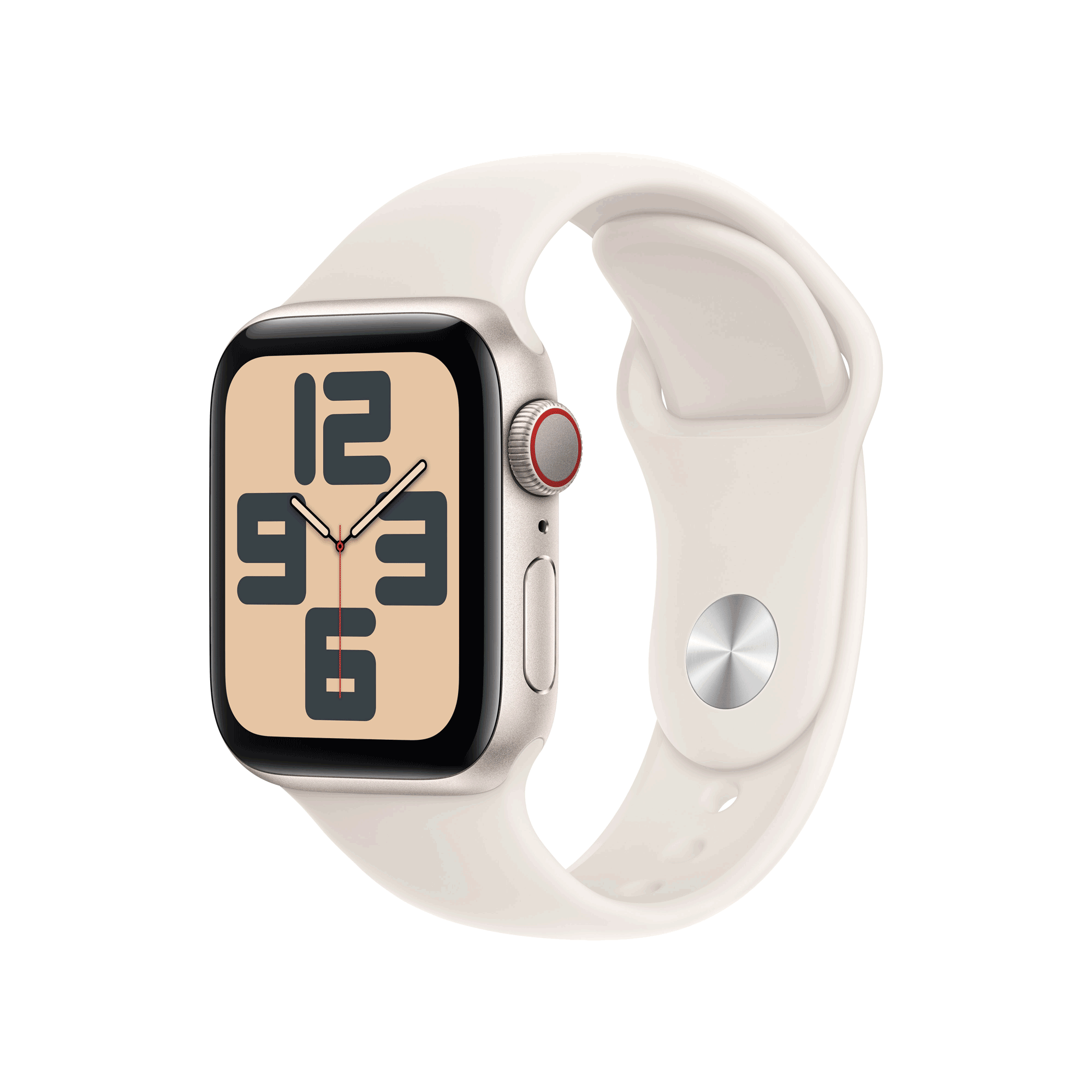 Apple Watch SE GPS + Cellular 40mm Starlight Aluminium Case mit Starlight Sport Band - M/L (MXGK3QF/A)