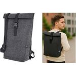 STOP Rolltop-Notebook-Rucksack, RPET-Filz, dunkelgrau aus 100% recyceltem PET-Filz, schmutzabweisend, Traglast: - 1 Stück (46230)