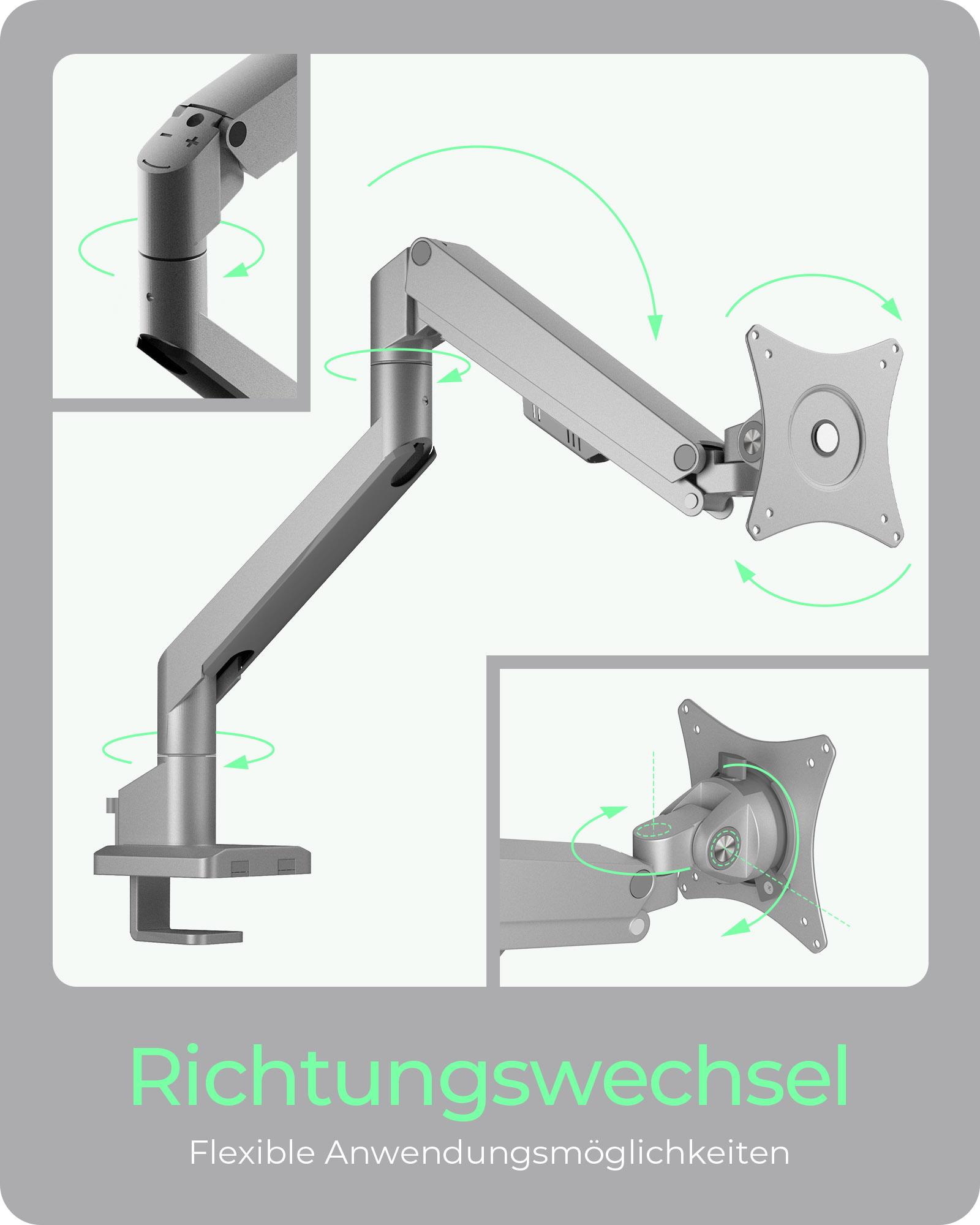 ICY BOX IB-MS523-T Monitorhalterung bis 32" 9 kg VESA 75x75/100x100 Silber, Grau