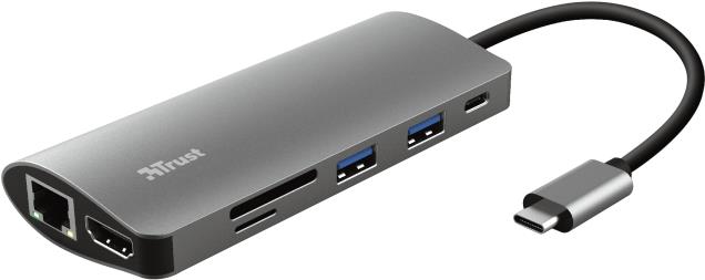 Trust Dalyx 7-in-1 USB-C Multiport Adapter Dockingstation Silber