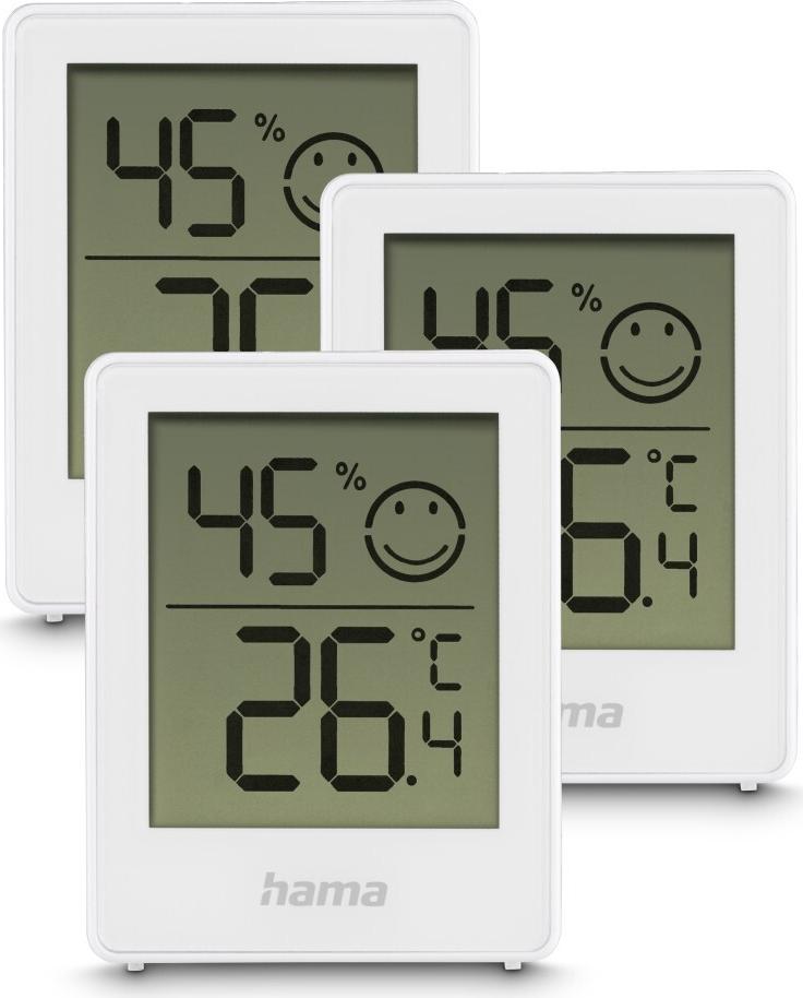 Hama Thermometer und Hygrometer Cres, digital, für innen, 3-er Set, Weiß (00222243)